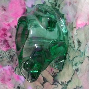 Vintage Indiana Glass Green Frog Votive Candle Holder Spanish Green Figural USA